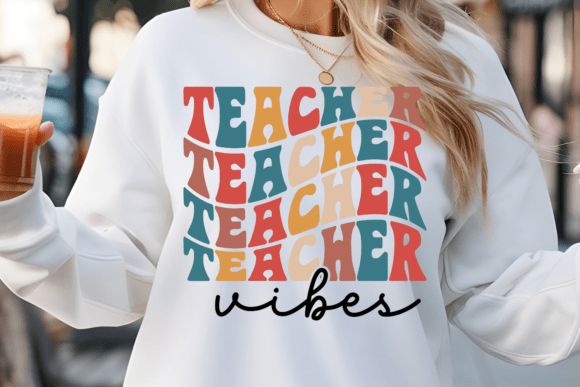 Teacher Vibes SVG: A Retro Design for Real Embroidery Projects